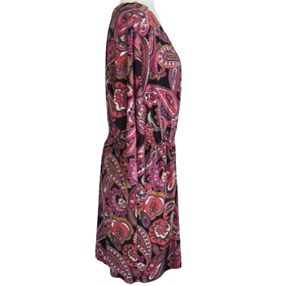 Trina Turk Pink Paisley Surplice Wrap Dress Small NWT Retro Birch Jersey Mini - Picture 6 of 15